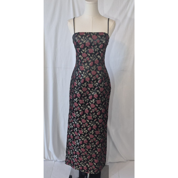 Vintage Y2K Jessica McClintock Gunne Sax Red Gold Party Evening Dress XS/S - Picture 1 of 12